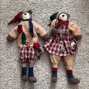 Melissa Ann Christmas bear set of 2 boy girl stuffed animals Decorations